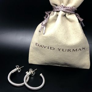 David Yurman Silver 1' Inch Cable Hoop Earrings